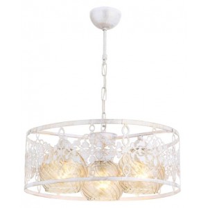 METAL and GLASS WHITE PATINE AND ANTIQUE COLOR COATED CHANDELIER 40 CM DIAMETER LOAD: 60 CM